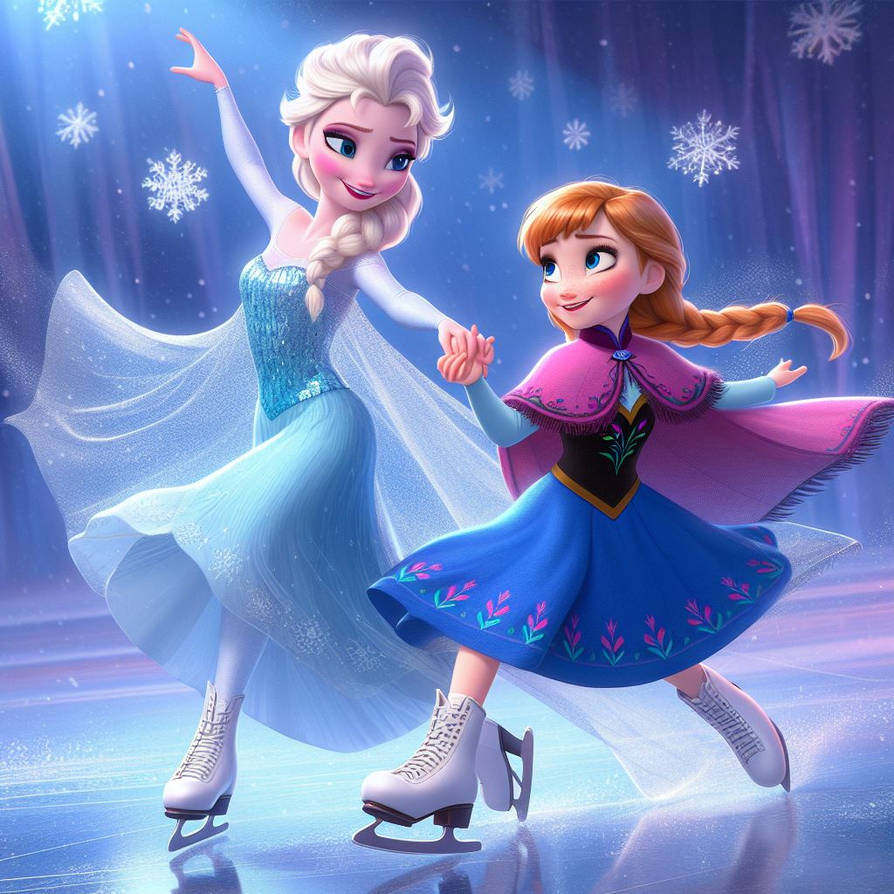 Animation Anna Elsa and Anna Skating by RainbowSonicArt on DeviantArt