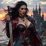 A Very beautiful Gothic warrior woman with very b