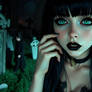 Eyes of anime. goth girl big green eyes