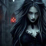 Vampire witch with fire in her eyes. 16K