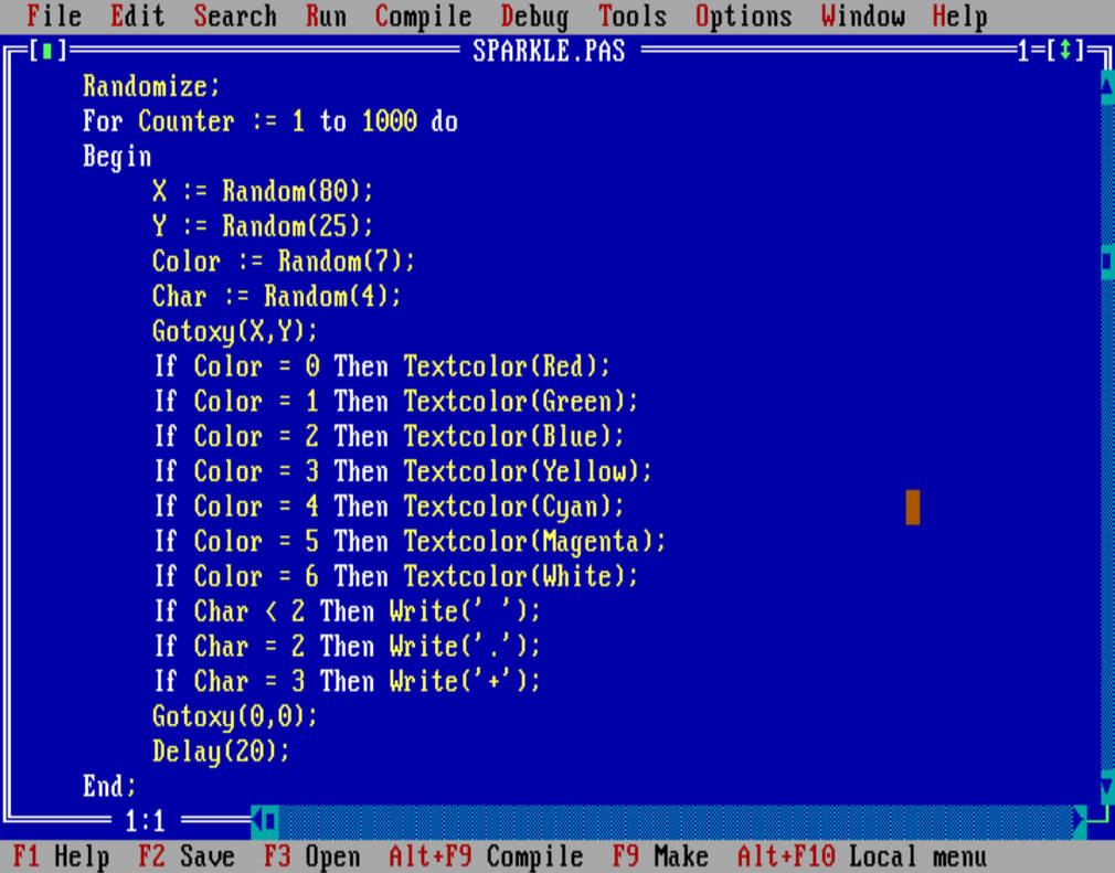 Stars Background Generator in Borland Turbo Pascal by Phracker on ...