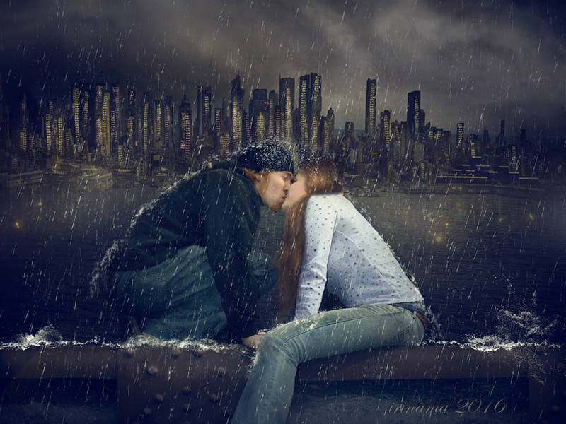 Kiss in the rain by irinama
