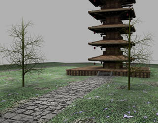 WIP 3D pagoda with bg