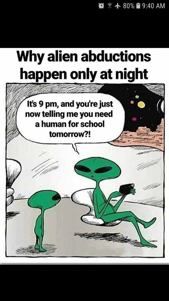 Znalezione obrazy dla zapytania why aliens abductions in night