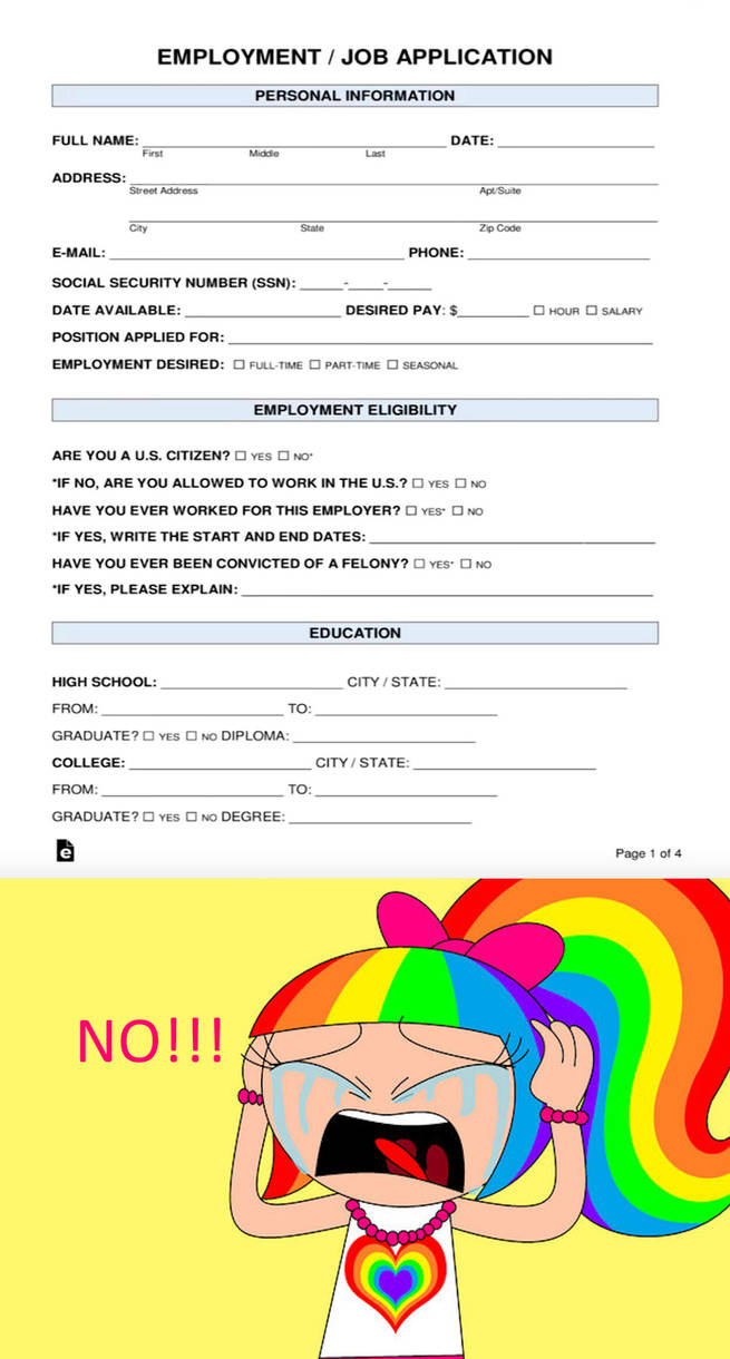 Job Application Devil Ra1nb0wK1tty101 Get a Job Application by CanadaKiwi on DeviantArt