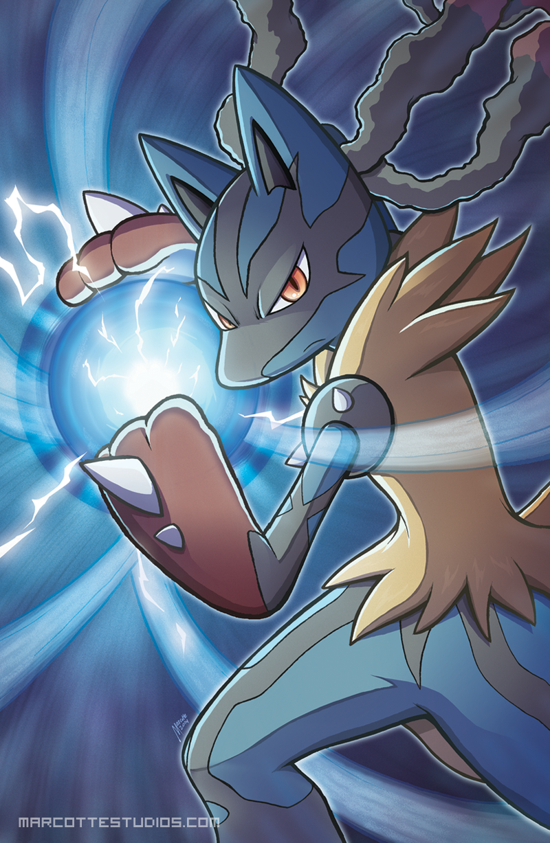 Lucario, Aura Sphere by ishmam on deviantART