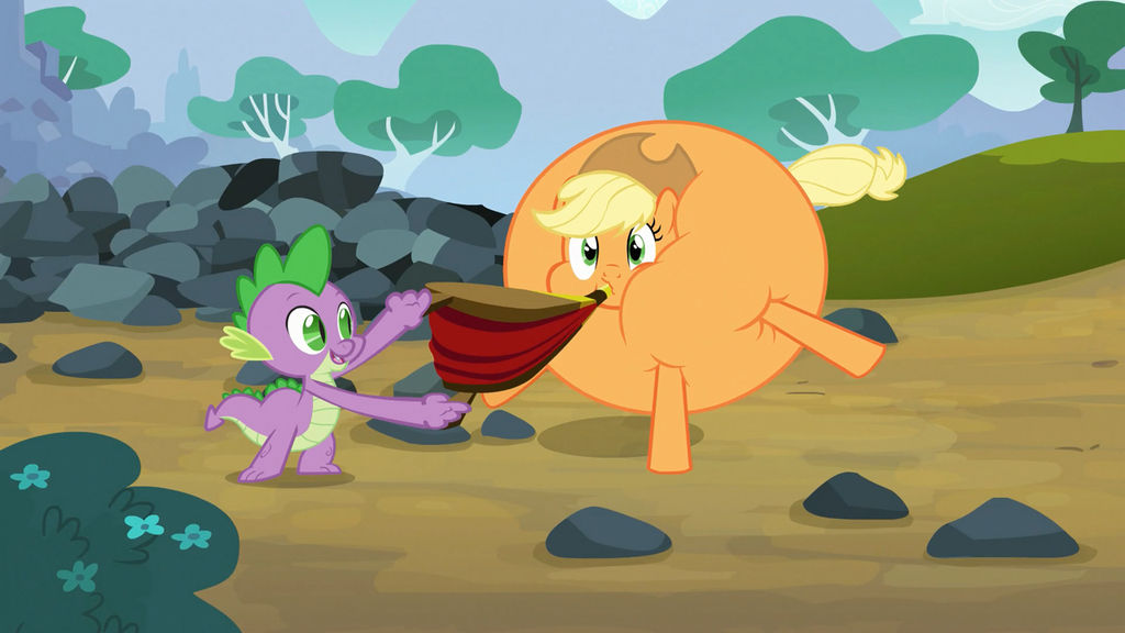 Spike inflating Applejack by Centurion1337 on DeviantArt