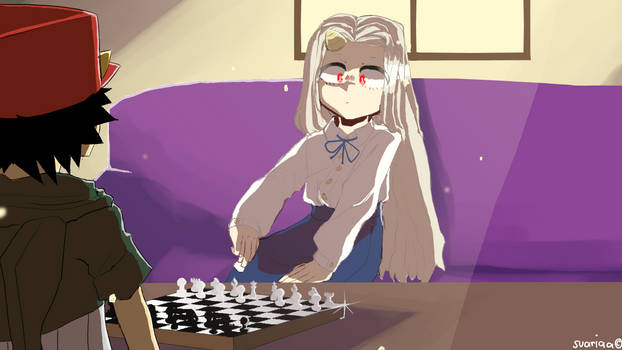 Eri and Kouta playing Chess.