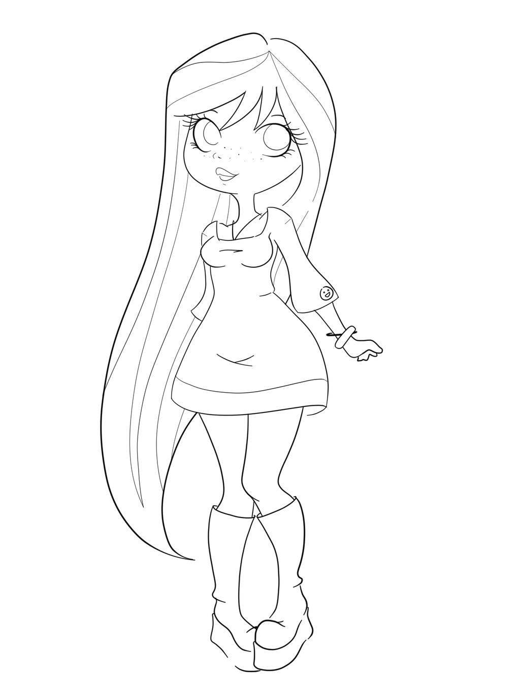 - Retro Girl Lineart -