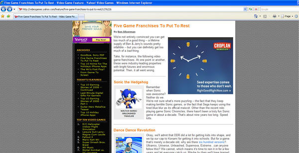 Yahoo Agrees About Sonic...