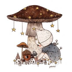 Village Under the Starry Mushroom