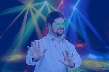 Here, Have a partying stock image man