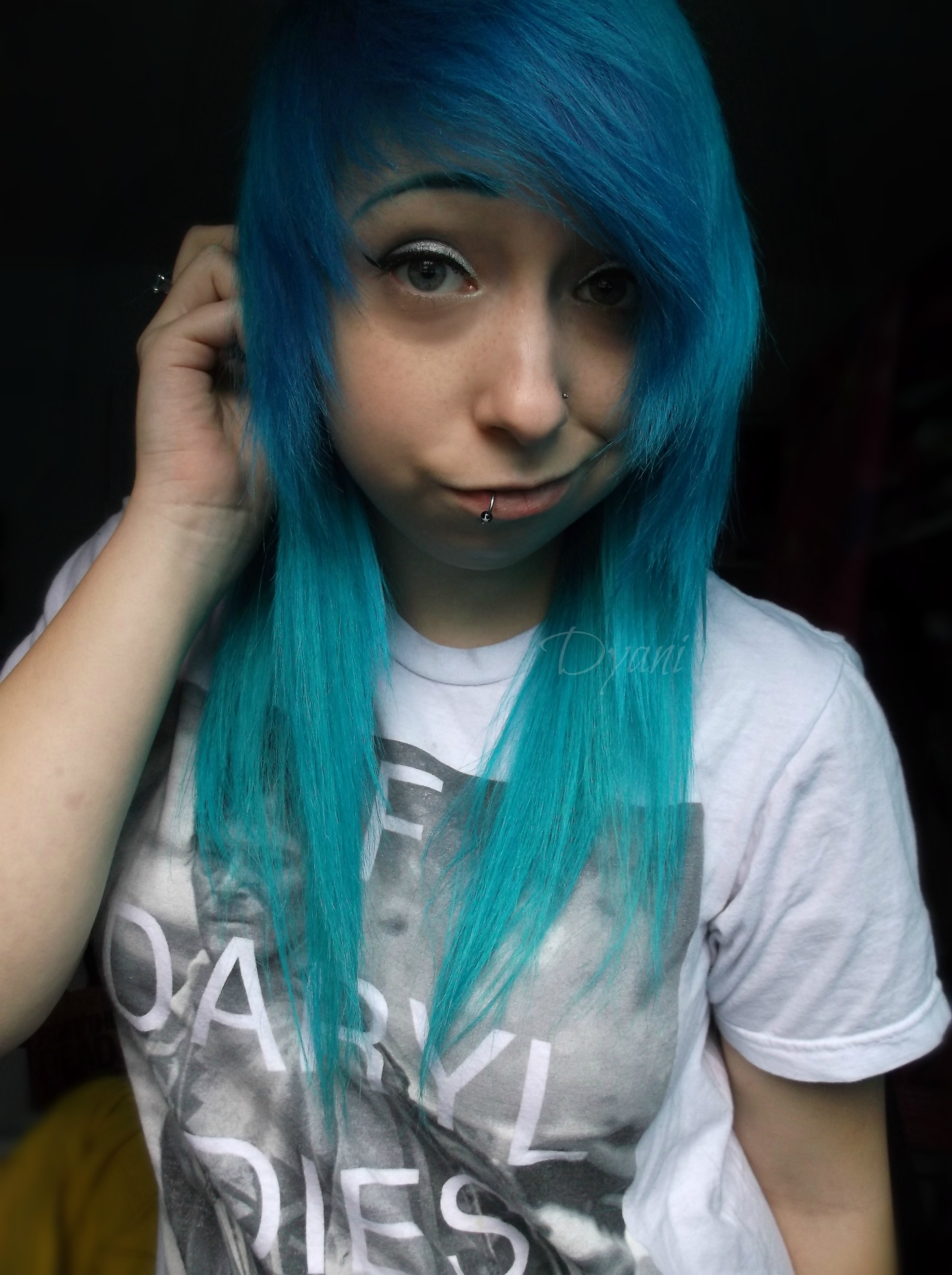 The blue haired girl