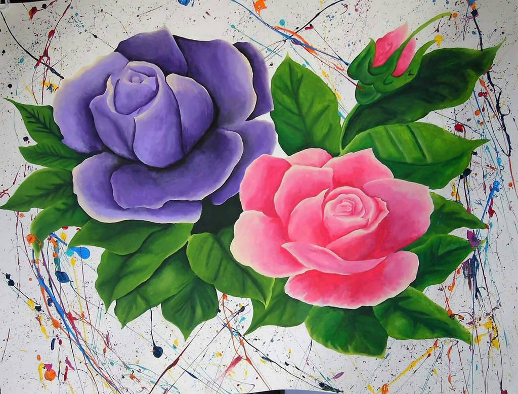Flinging Roses rose painting ( fling art background) by matt-hanson-gallery on DeviantArt