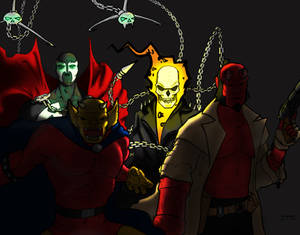 Hellboy, Etrigan, Spawn, and Ghost Rider