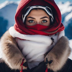 hooded jumpsuit Skiing Lady Wrapped Up with thick 