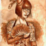 Steampunk Coffee-Painting Octopus-Lady