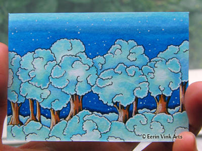 Aceo art card, clouds