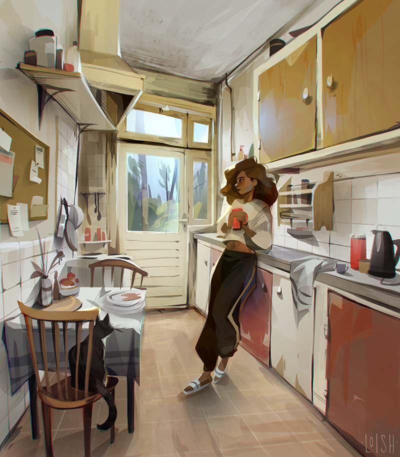 interior practice // kitchen by loish on DeviantArt