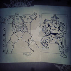 Krang and Shredder (inked over pencil)