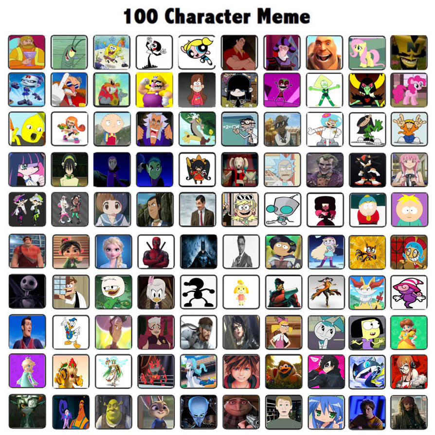 My top 100 characters by Itsnouse on DeviantArt