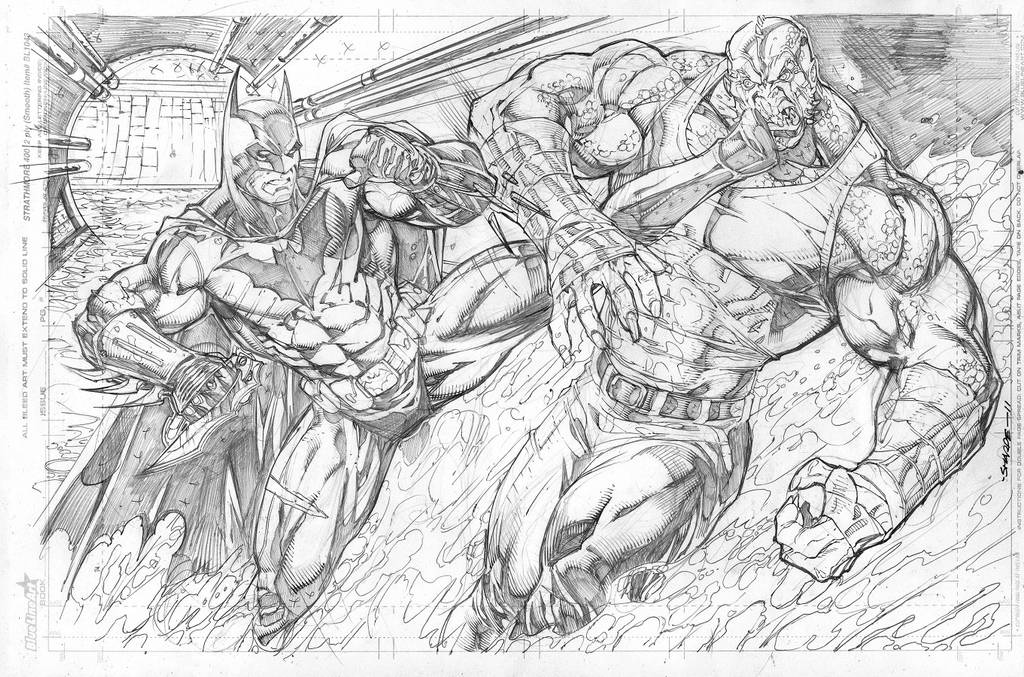 Batman vs Croc commish by Kevin-Sharpe