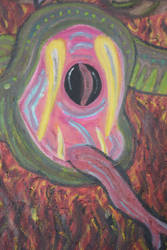 Wall of Flame-left snake with eye in mouth