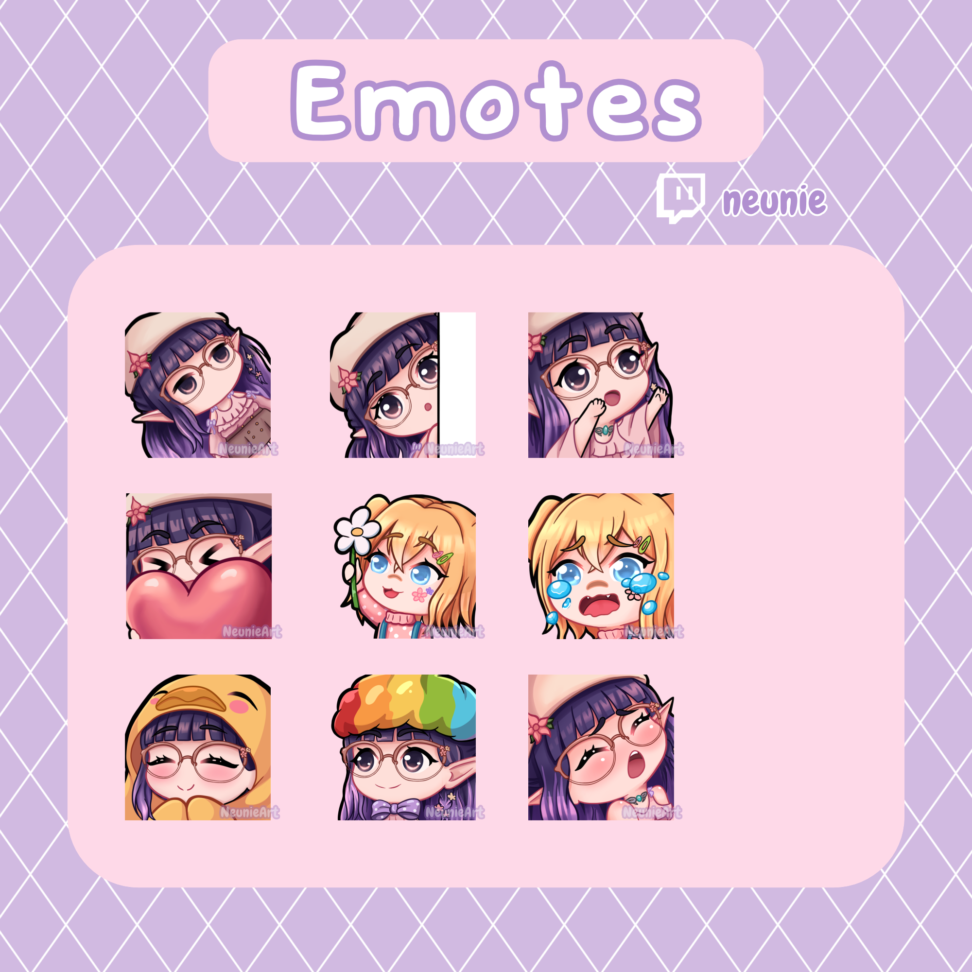 Emotes for my twitch channel by neunieart on DeviantArt