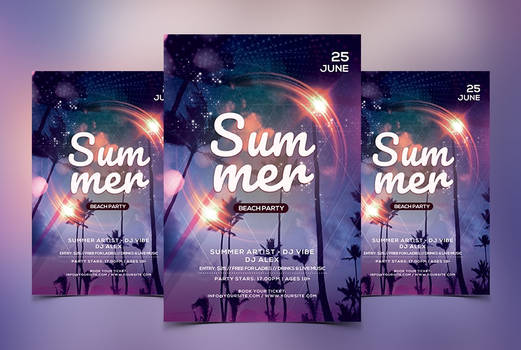 Summer Beach Party PSD Free Flyer Template