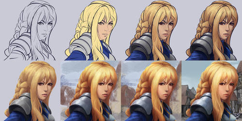 Agrias Fan Art. Phases of painting