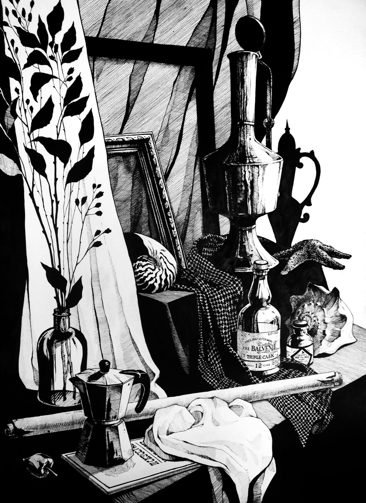 Still Life Ink Ink still life by ArivvArt on DeviantArt