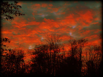 Violent glowing red sunset.