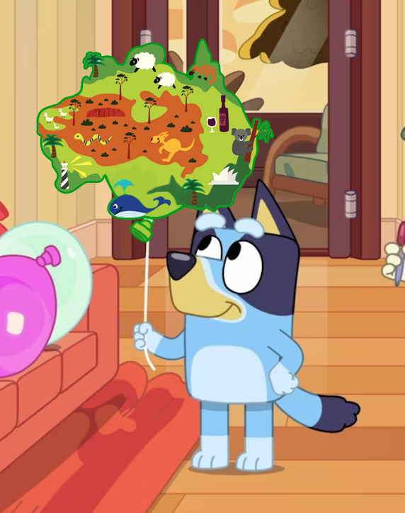 Bluey Holding An Australia Balloon by PlatinumShrineArt on DeviantArt