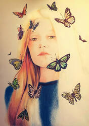 Girl in butterflies