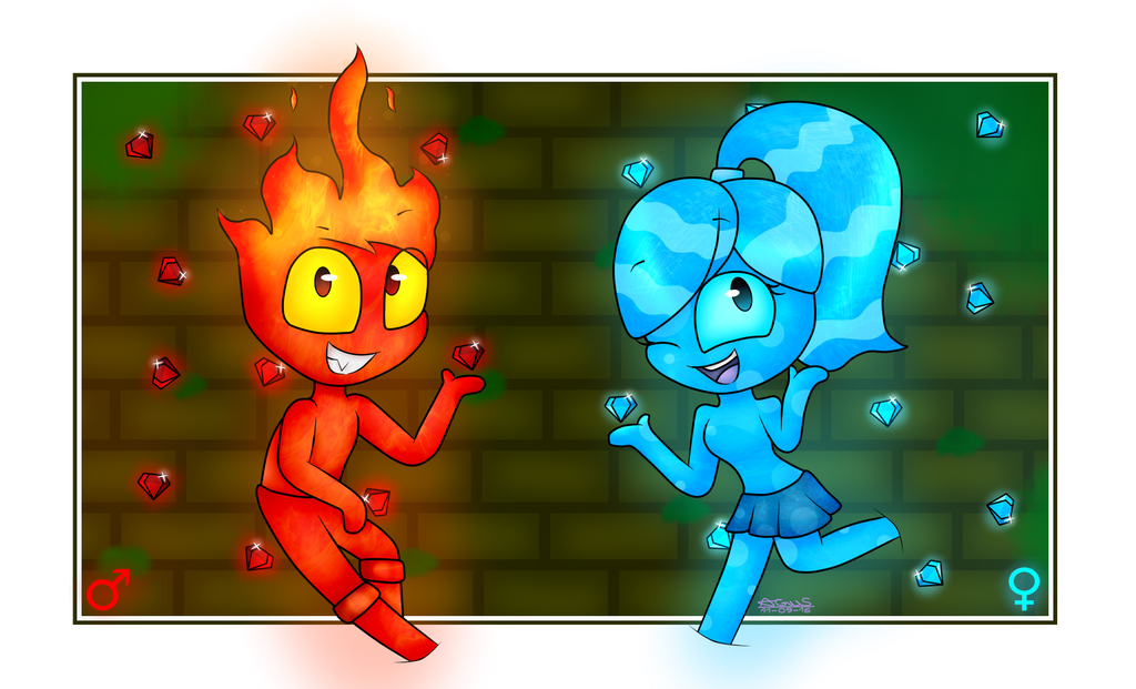 Игра про огонь и вода. Игра на двоих Fireboy and Watergirl. Огонь и вода. Огонь и вода персонажи.
