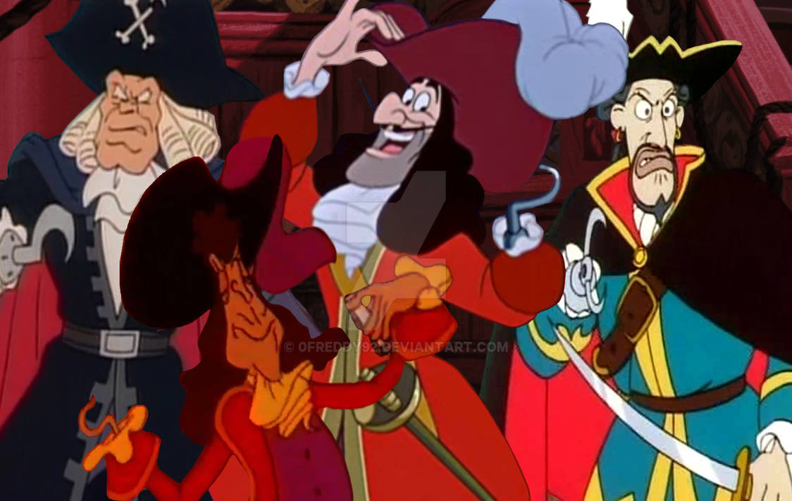 Captain Hook in some of his 2D versions by 0FREDDY92 on DeviantArt