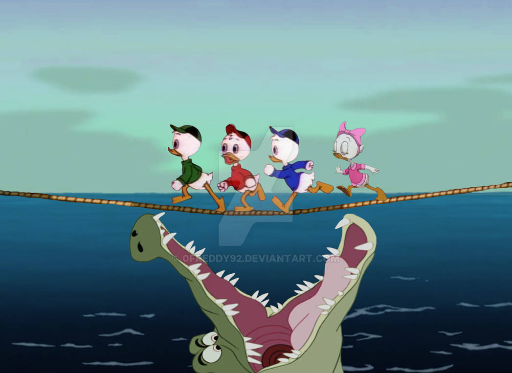Huey, Dewey, Louie and Webby balancing on the rope by 0FREDDY92 on ...