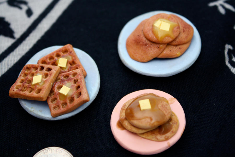 miniature pancakes and waffles