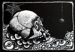 Scratchboard Vampire Skull by MandarinMoon