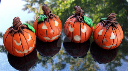 Polymer clay Jack o lanterns