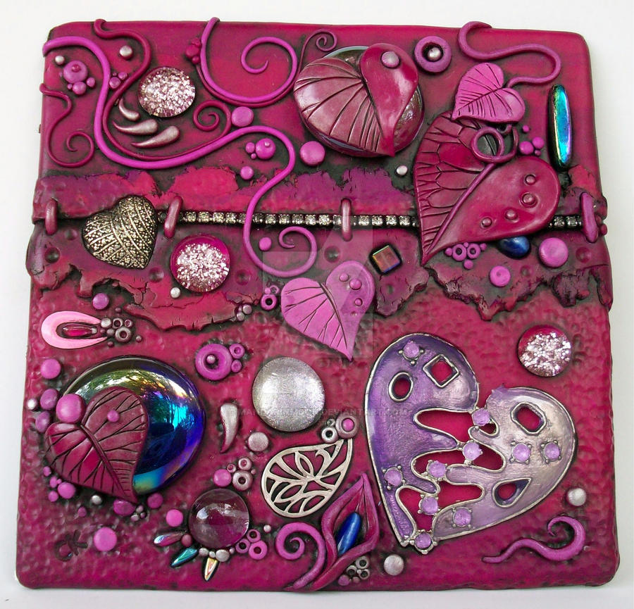 Magenta Hearts Art Tile