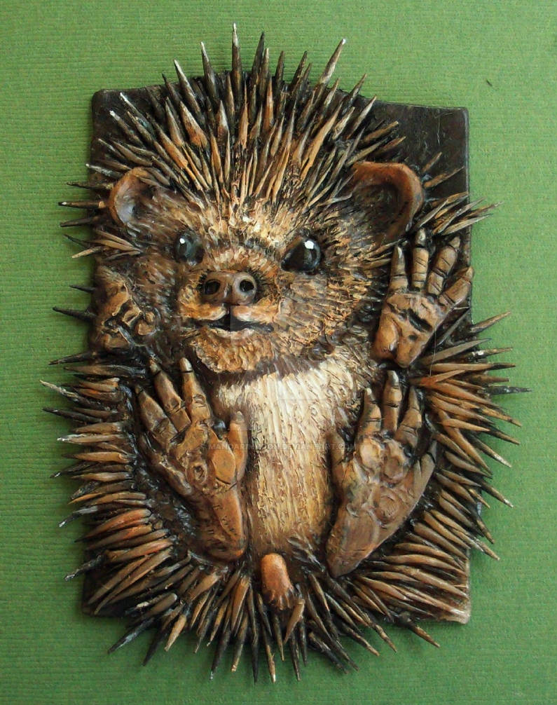 Hedgehog Polymer clay ACEO