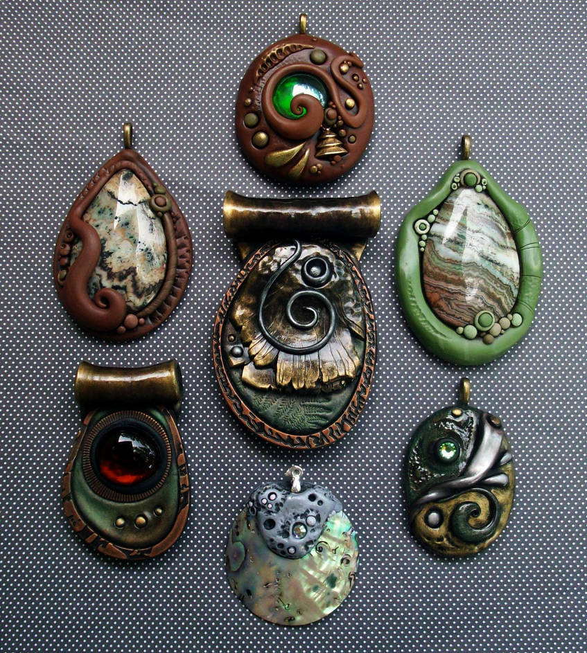 Polymer Clay Pendants Natural Group By MandarinMoon On DeviantArt polymer-clay-pendants-natural-group-by-mandarinmoon-on-deviantart