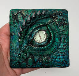 Dragon Eye Tile, Polymer Clay on Glass