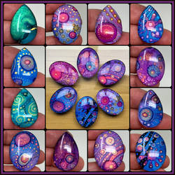 Glass Cabochons, Funky Purples and Blues