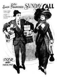 'Her Parcel Post' J Rogers 1913 Newspaper Cover