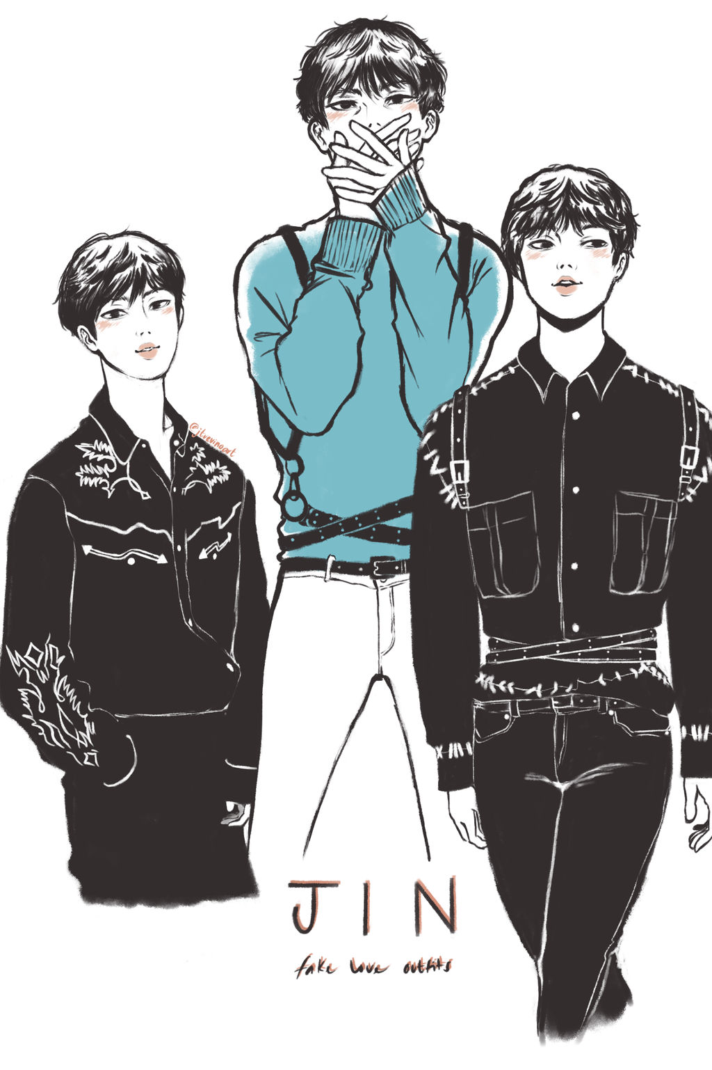 JIN: FAKE LOVE outfits by toastydrawing on DeviantArt