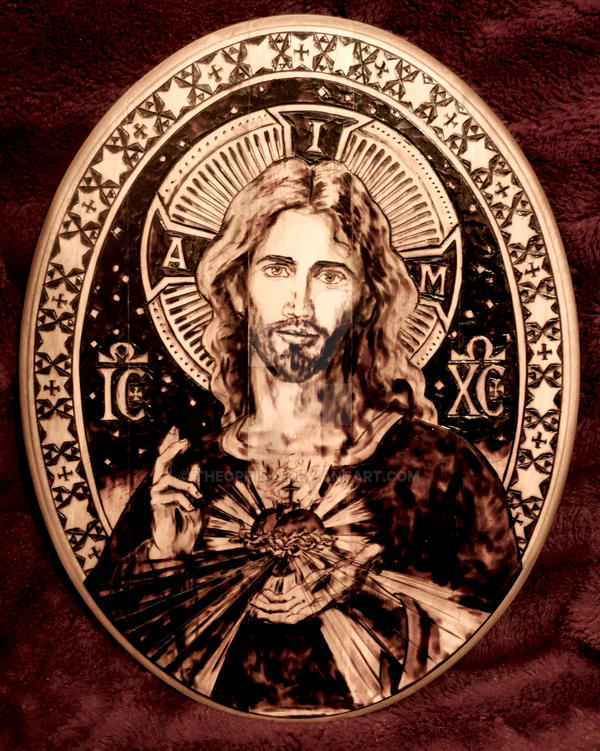 Sacred Heart of Jesus IV - Pyrography by Theophilia on DeviantArt