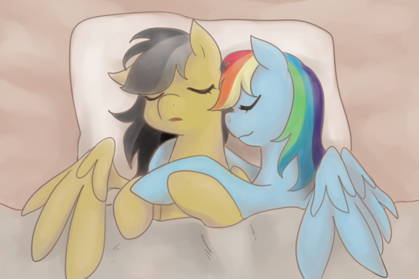 Rainbow Dash with Daring Do in bed