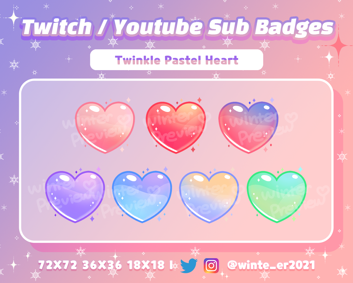 Hearts Sub Badges Twitch, Twitch Sub Badges, Twitch Bit Badges, Loyalt